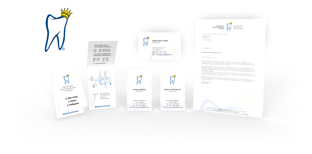 Corporate Design für die Zahnärztliche Gemeinschaftspraxis Friedenau